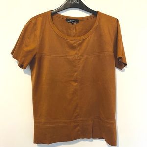 Faux suede, brown womens top